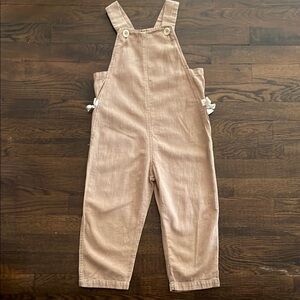 Zara Tan Overalls with Button Straps EUC